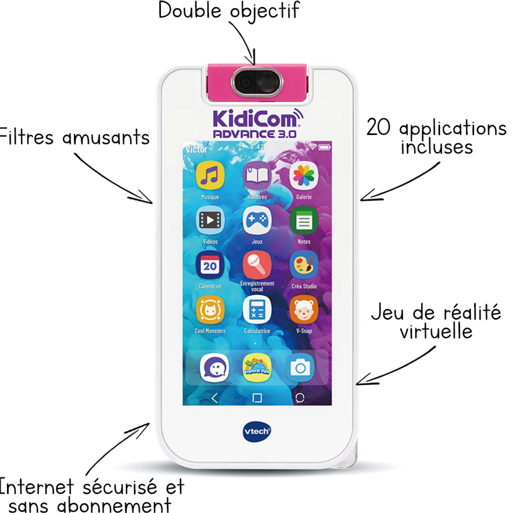 KidiCom Advance 3.0 blanc/rose