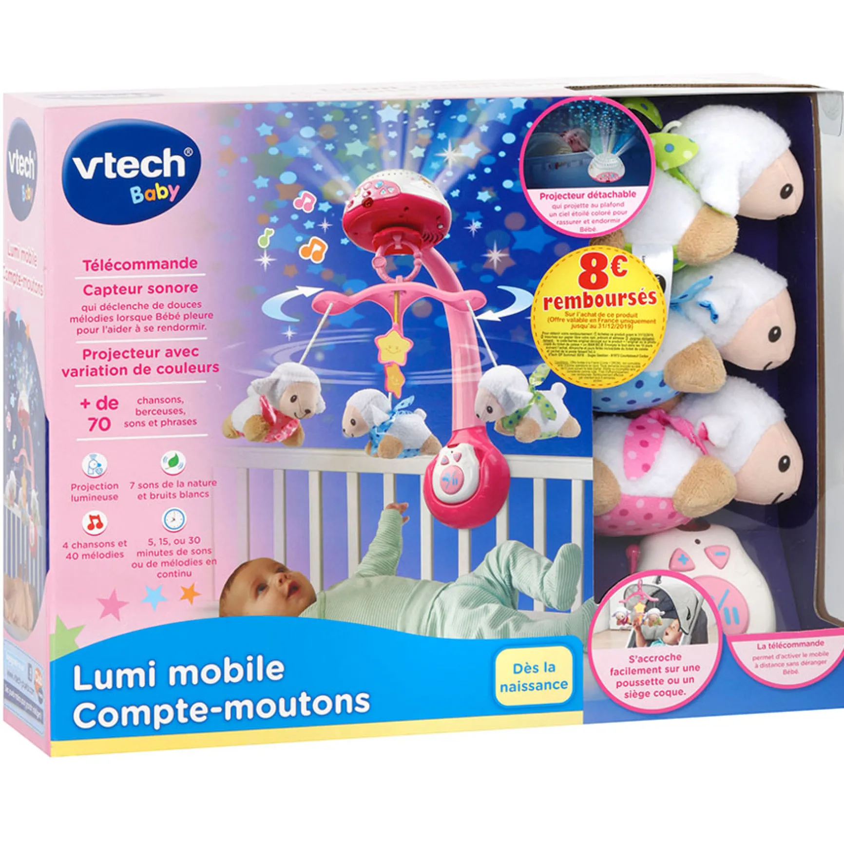 Lumi mobile Compte-moutons rose - mobile bébé