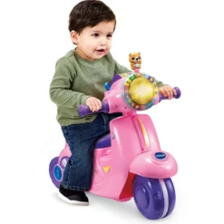 Porteur scooter interactif 3 en 1 rose