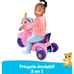 Porteur scooter interactif 3 en 1 rose
