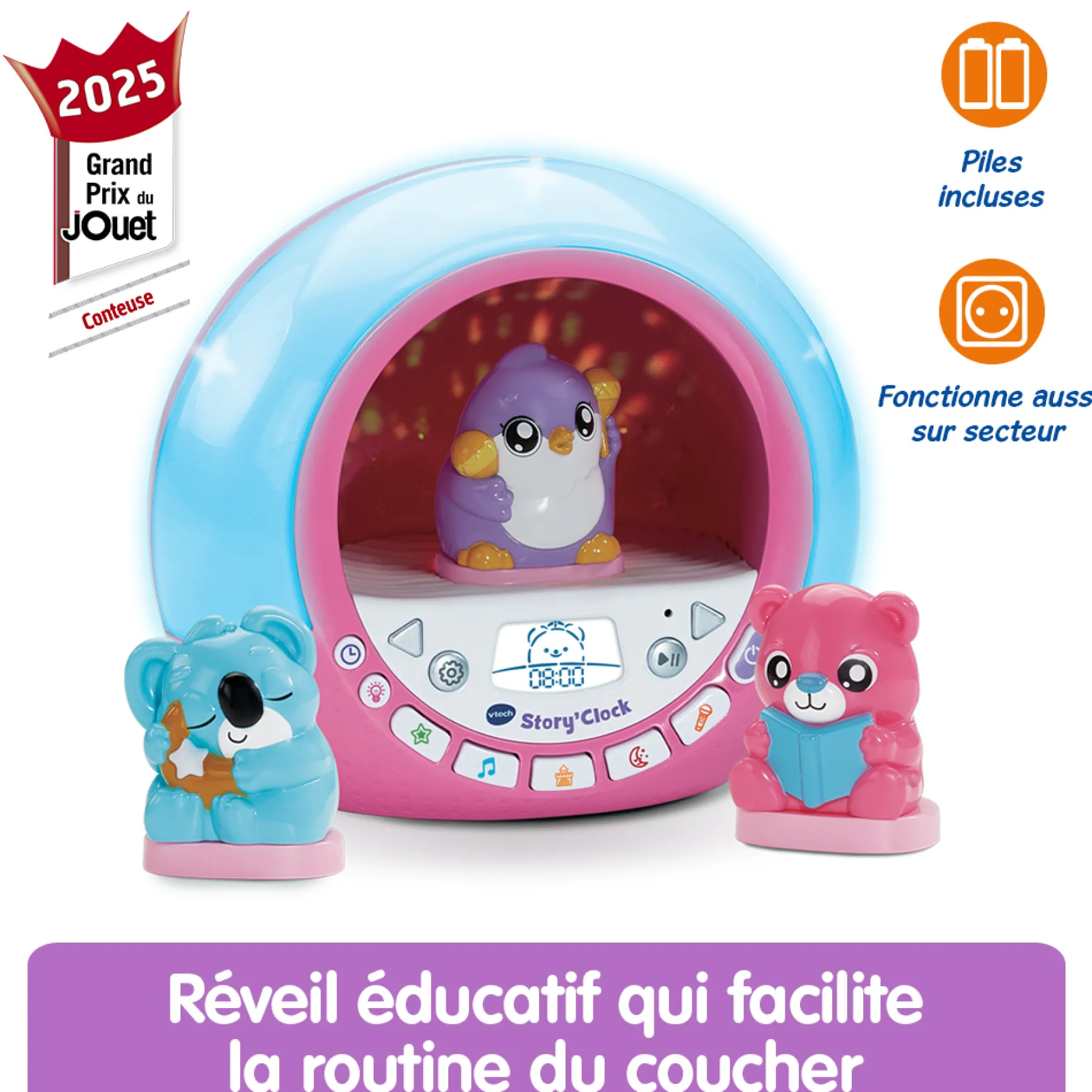 Story'Clock Ma conteuse-réveil - rose