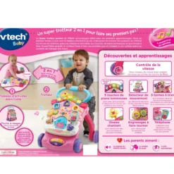 Super Trotteur parlant 2 en 1 rose